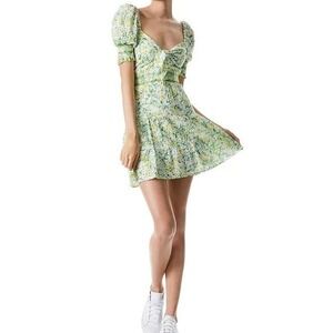 Alice + Olivia Sun Ditsy Floral Eyelet Mini Dress White Sz 8 Graduation Summer